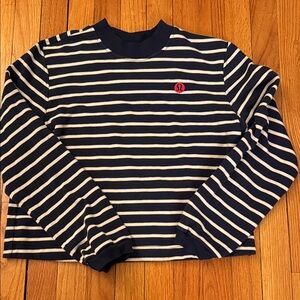 Lululemon Navy and White Striped Long Sleeve Top -See Measurements for Size